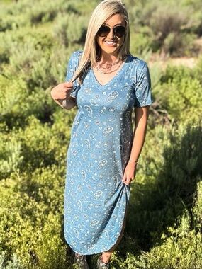 NWT Sterling Kreek Bandana Babe Blue Maxi Dress XL